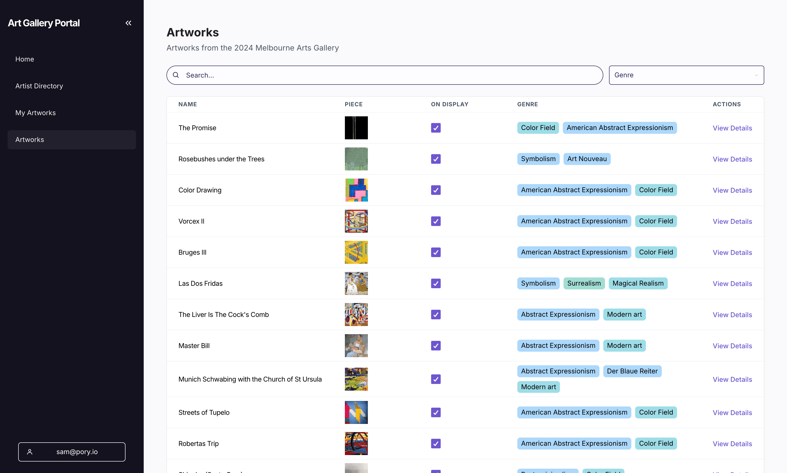 Art gallery portal built with EachEntry