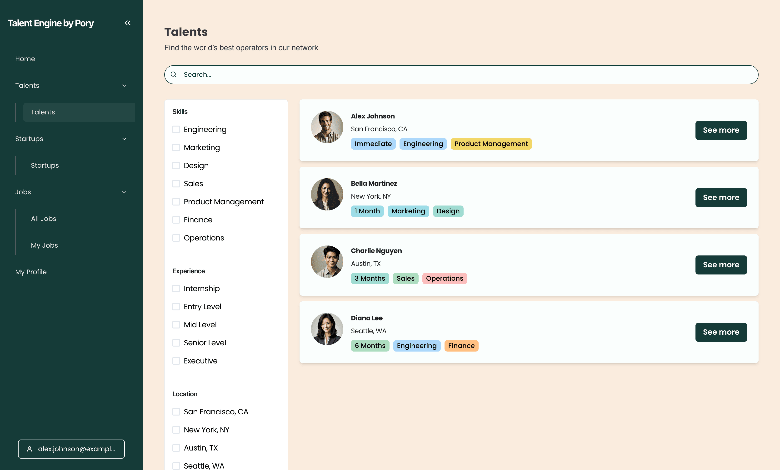 Talent portal built with EachEntry